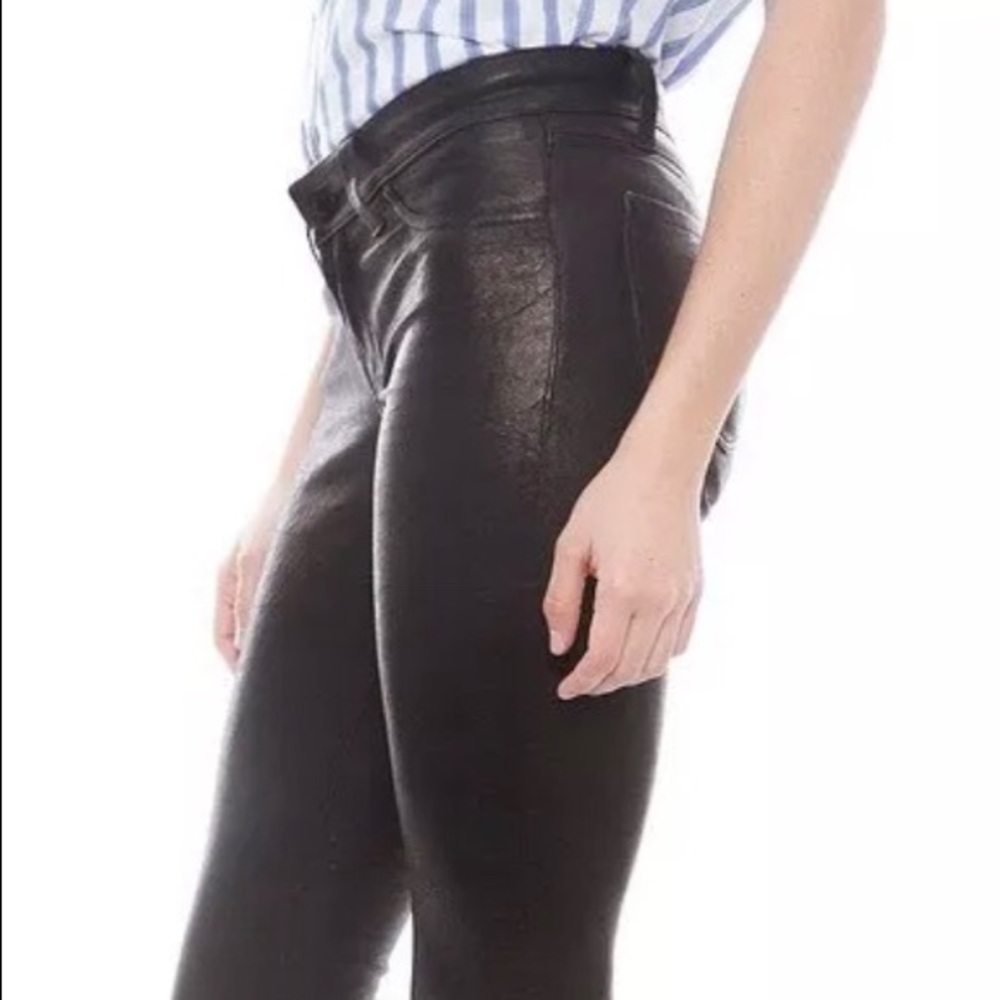 J BRAND L8001 MID RISE LEATHER SKINNY, SZ 24 NOIR BLACK
